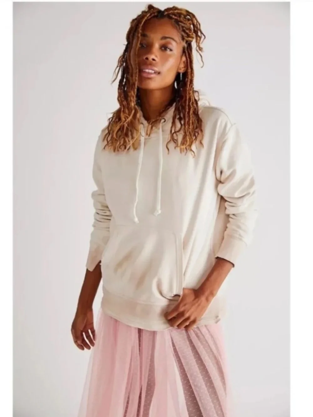 We the Free Beigey White Ombre Zuma Hoodie Sweater size L - Picture 1 of 5